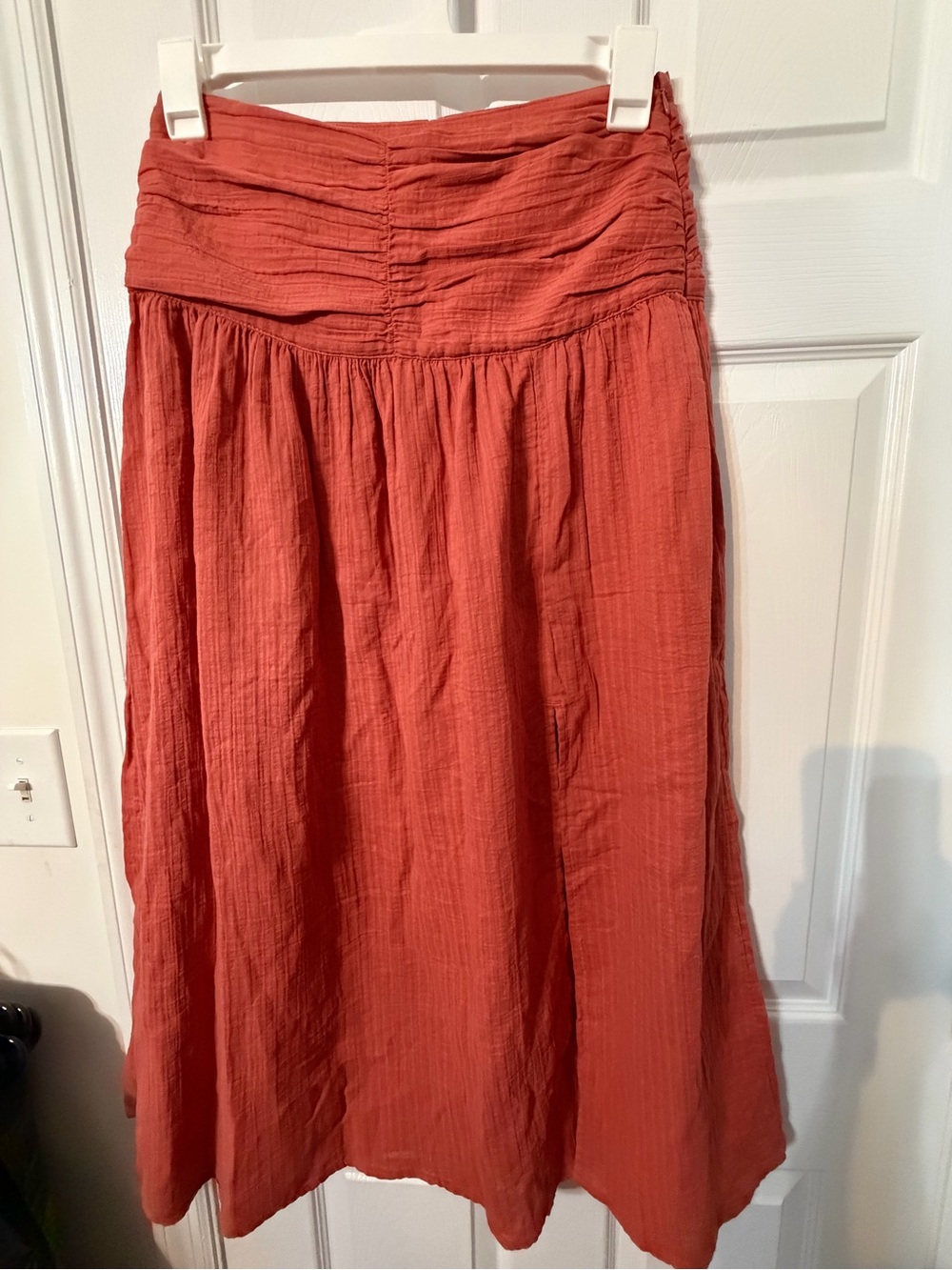 Universal Thread Rust Tiered Maxi Skirt with Gathered Waist